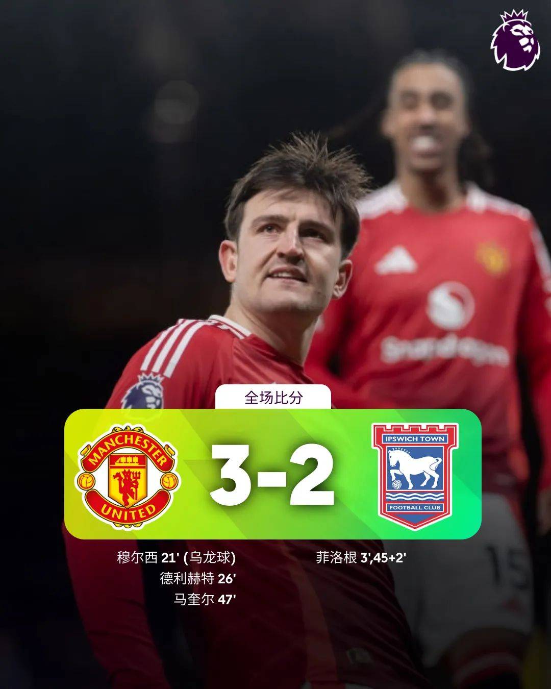 利物浦击败曼联，英超比赛榜首优势巨大